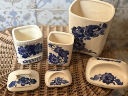 Gyönyörű antik kék virágos  porcelán tároló  3db