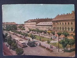 Régi  képeslap - Szolnok - Látkép - buszokkal - 1961