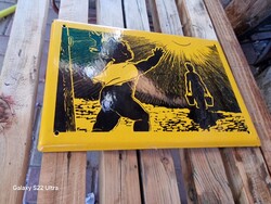 Régi zománc tábla antik zománctábla népi dekoráció régiség