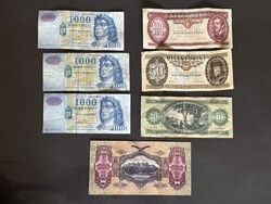Bankjegy Forint 3x1000 1x100 1x50 1x10 FORINT 100 PENGŐ EGYBEN !!!