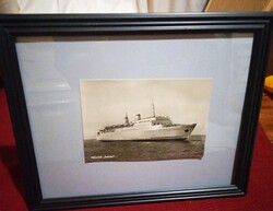 Framed 28 cm x 23 cm wooden frame of the Fohrschliff Sabnitz Ship in Black and White