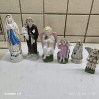 Antik vallási biszkvit porcelán szobor, régi kegytárgy eladó! 6 db