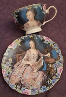 Pompadour márkinős porcelán teás csésze tányérral (M5567)