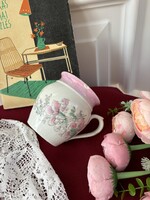 Gyönyörű virágos csupor porcelán findzsa nagymama kincse