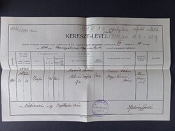 Keresztlevél 1939-es másolata Békéscsabán kiállítva