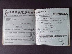Danubia Általános Biztosító R.-T. Díjnyugtája 1943-44
