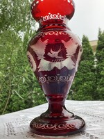 Egermann csiszolt bordó üveg váza 20.század eleje