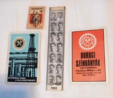 Bányász gyufacimke, kártyanaptár, Dorogi Bányáz focistái