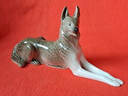 Ritka! Szovjet Lomonosov németjuhász porcelán kutya figura
