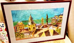 Ismeretlen szignóval csodálatos alkotás, 37x57- papír, pasztell