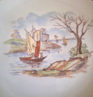 Német porcelán Alka Kunst Bavaria dísztányér, tányér, akvarell minta. Ritkaság!