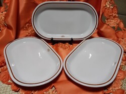 Alföldi porcelán,  barna csíkos  ovális kínáló tál,  3 darab,  Taverna