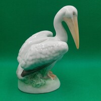 Lehelné Rozsos Janka Hollóházi porcelán  Pelikán madár figura