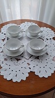 Herendi fehér porcelán teás csésze aljával 4 darab.