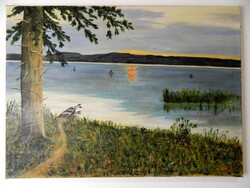 Balaton látkép vászon festmény ( Bognár József )