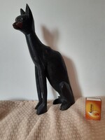 Egyiptomi macska fafaragás, fa szobor, handmade