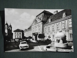 Képeslap,Székesfehérvár,Szabadság tér,Püspöki palota,Wartburg autó,országalma látkép,részlet,1967-