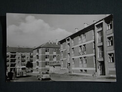 Képeslap,Székesfehérvár,Lenin út,lakótelep,buszmegálló,Ikarus autóbusz látkép,részlet,1964-