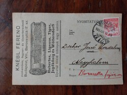 Dreher Antal és Dreher Jenő részére címzett, felbélyegzett levelezőlap 1919, papírrégiség