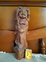 Fa faragott handmade nevető Buddha