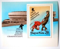 B195 / 1988 Műkorcsolyázó VB blokk postatiszta