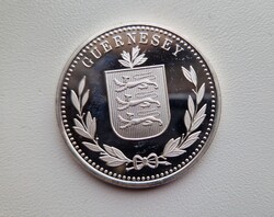 GUERNSEY 2 font 2014 8 DOUBLES DESIGN silver 1 oz Proof 1 uncia ezüst érme