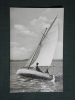 Képeslap,Balaton,vitorlás hajó látkép,részlet,1964-