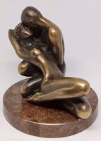 Czobor Sándor "Szerelem II." bronzszobor, eredetiségigazolás, ingyen posta