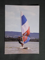 Képeslap,Balaton,szörf,hullámlovas látkép,részlet,1984-
