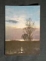 Képeslap,Balaton táj,naplemente látkép,részlet, 1964-