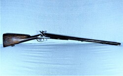 KURIÓZUM, ANTIK, ELÖLTÖLTŐS, DUPLACSÖVŰ PUSKA, BELGIUM, CA. 1850!!!