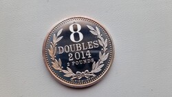 GUERNSEY 2 font 2014 8 DOUBLES DESIGN silver 1 oz Proof 1 uncia ezüst érme