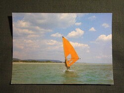 Képeslap,Balaton,szörf,hullámlovas látkép,részlet,1987-