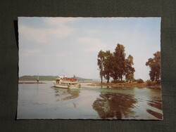 Képeslap,Balaton,hajóállomás,kikötő,sétahajó látkép,részlet,1977-