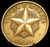 Kuba 1 peso, 1989 Csillag a hátlapon C11D1