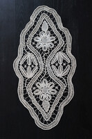 Erdélyi Point Lace zsinórcsipke, különleges minta, ovális asztalterítő  /16./