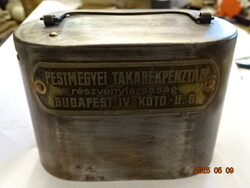ANTIK VAS - ACÉL MŰKÖDŐ PERSELY + KULCS. PEST MEGYEI TAKARÉKPÉNZTÁR !!!
