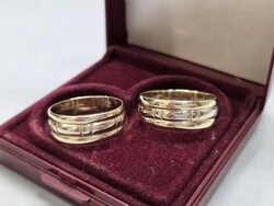 14 K fehér és sárga arany jegygyűrű pár 9.29 g