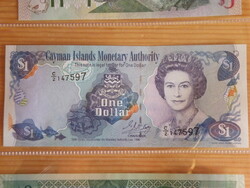 Cayman Islands (előlap: II. Erzsébet királynő) 1 dollár papír pénz 1998-as sorozat UNC