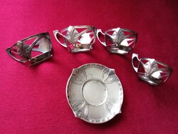 Hollóházi Art Nouveau Tea Set Collection in Britannia Metal from 1910