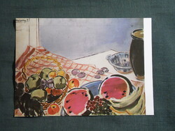 Képeslap,Budapest,Nemzeti múzeum,Vaszary János,Dinnyés csendélet festmény,1977-