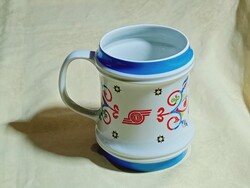 Sörös korsó Hollóházai porcelán - Agroker Kecskemét reklámtárgy - retro 5dl  No1