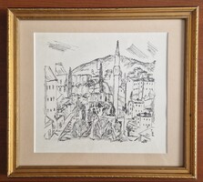 Arató István: Sarajevo, tusrajz