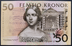 Nagyon ritka dátum! Svédország 50 Kronor / Korona 1997, UNC.