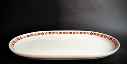 Alföldi vitrin sárga barna piros virágos menzamintás ovális süteményes kínáló tál porcelán tálca