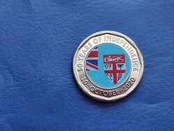 FIJI / FIDZSI-SZIGETEK 50 CENT 2020 FÜGGETLENSÉG 50.ÉVFORDULÓ! CÍMER! SZÍNEZETT! UNC!