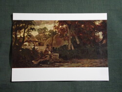 Postcard, Budapest, National Museum, Bertalan Székely, Szadai landscape with Gémeskút painting, 1970-