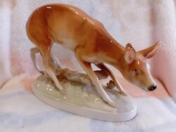 2502/74 Nagyméretű Royal Dux csehszlovák őz figura
