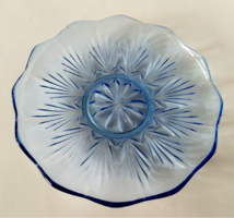 OLD BEAUTIFUL CZECH BLUE CAST GLASS LARGE CAKE PLATE