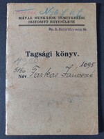 Antik Tagsági könyv 1918-ból MÁVAG munkások temetkezési biztosító egyesülete